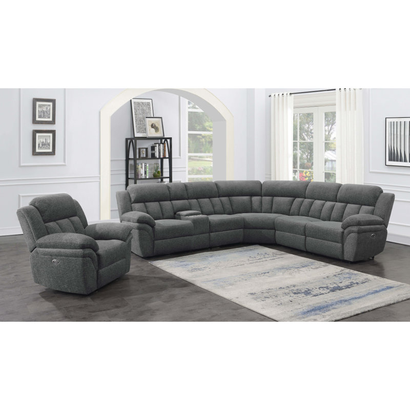Canapé modulaire inclinable électrique Divine anthracite 6 pièces