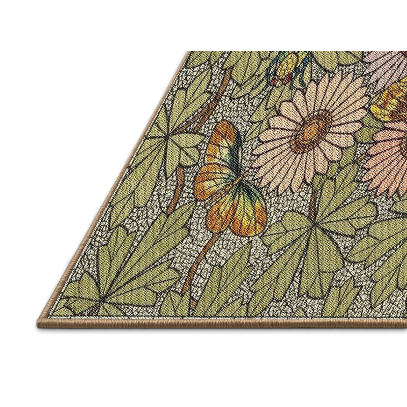 Tapis vert/rouge à motifs, Rectangle 2 pi x 3 pi