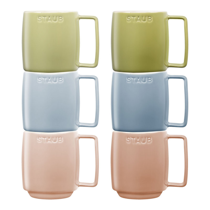 Vaisselle en céramique 6 pièces 12 oz. Staub Ensemble de tasses - pastels Macaron