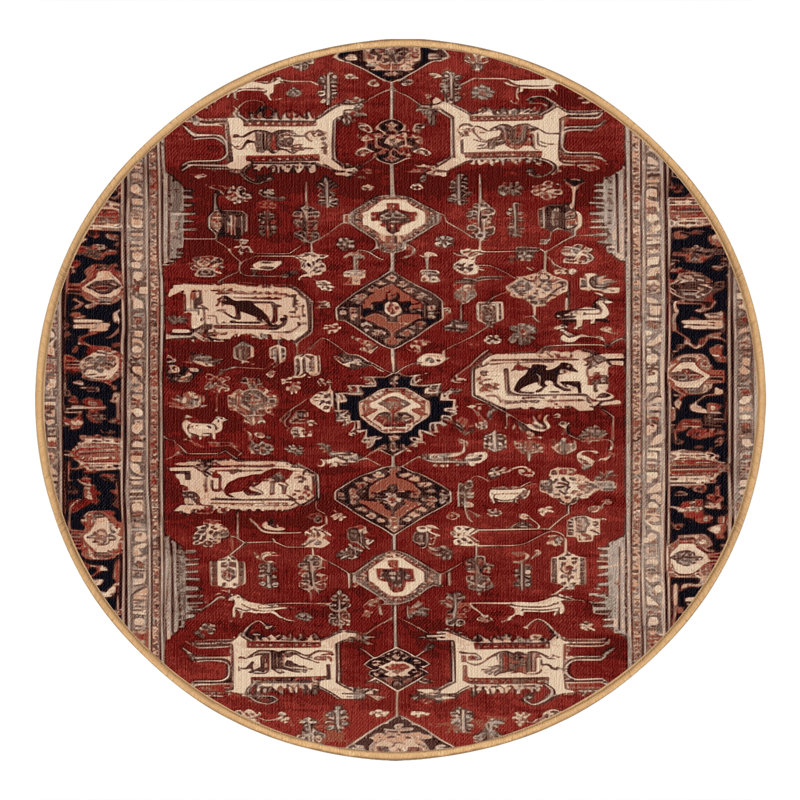 Tapis brun lavable à la machine, Rond 7 pi
