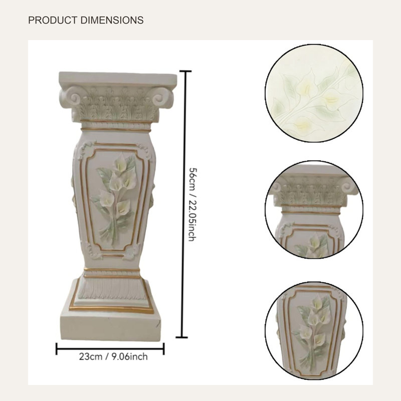 Floral Carved Roman Column Display Pedestal