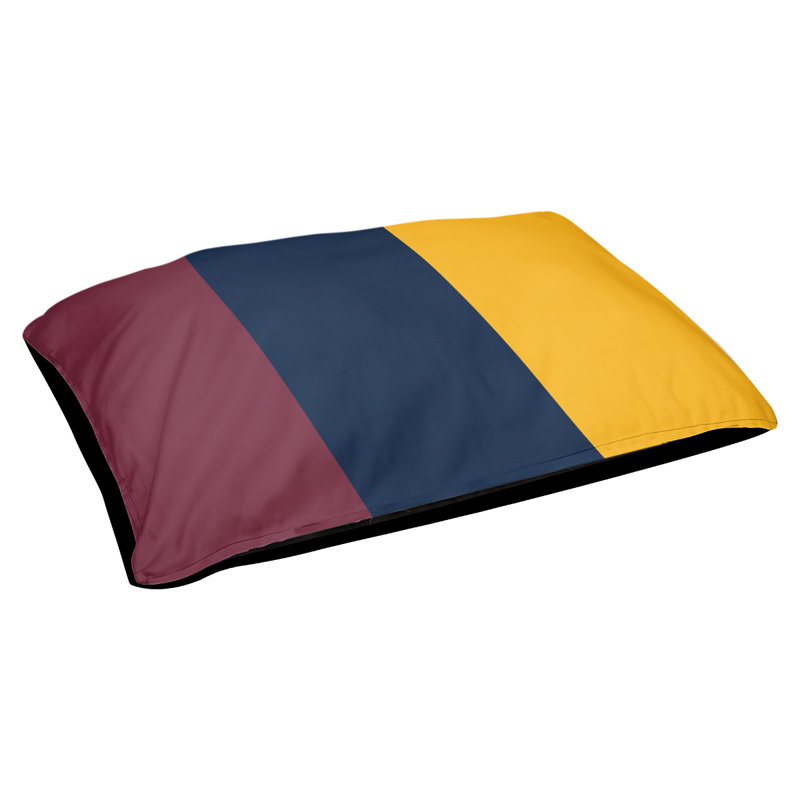 Coussin rectangulaire designer Minnesota, Grand (L 40 po x l 50 po), Vin / bleu marine / or