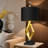 25.5in Gold Nightstand Resin Lamps With Black Shades Set Of 2