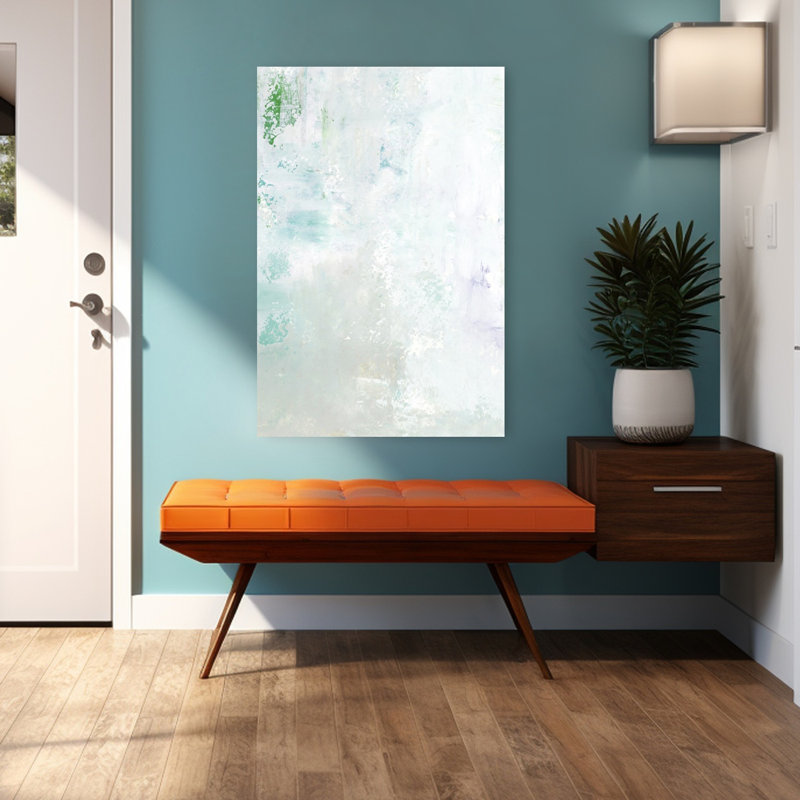 Art contemporain, paysage côtier abstrait et minimaliste moderne, H 48 po x l 32 po