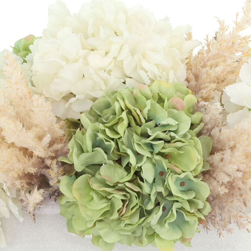Spring Centerpiece with Hydrangeas and Pampas