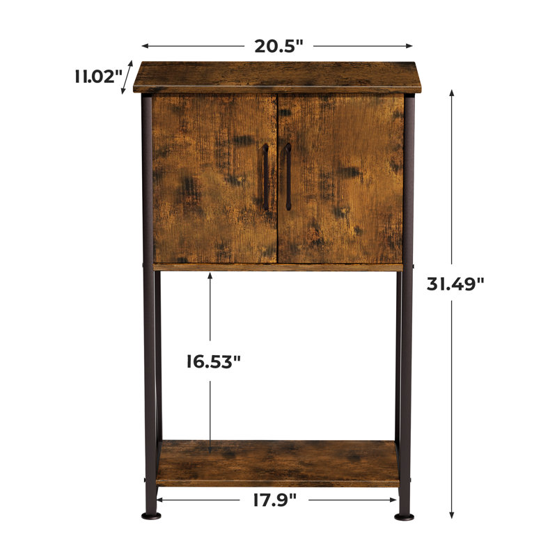 Rustic Brown Metal Fish Tank Stand with Storage Cabinet