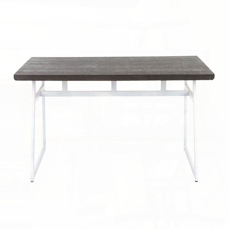 Table de salle à manger industrielle - métal blanc rétro et bambou espresso
