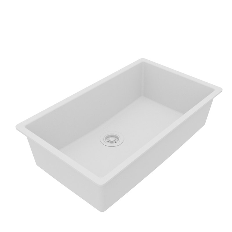 Évier de cuisine à simple cuve encastrable 32 1/4 po x 19 1/4 po Karran Quartz, Blanc