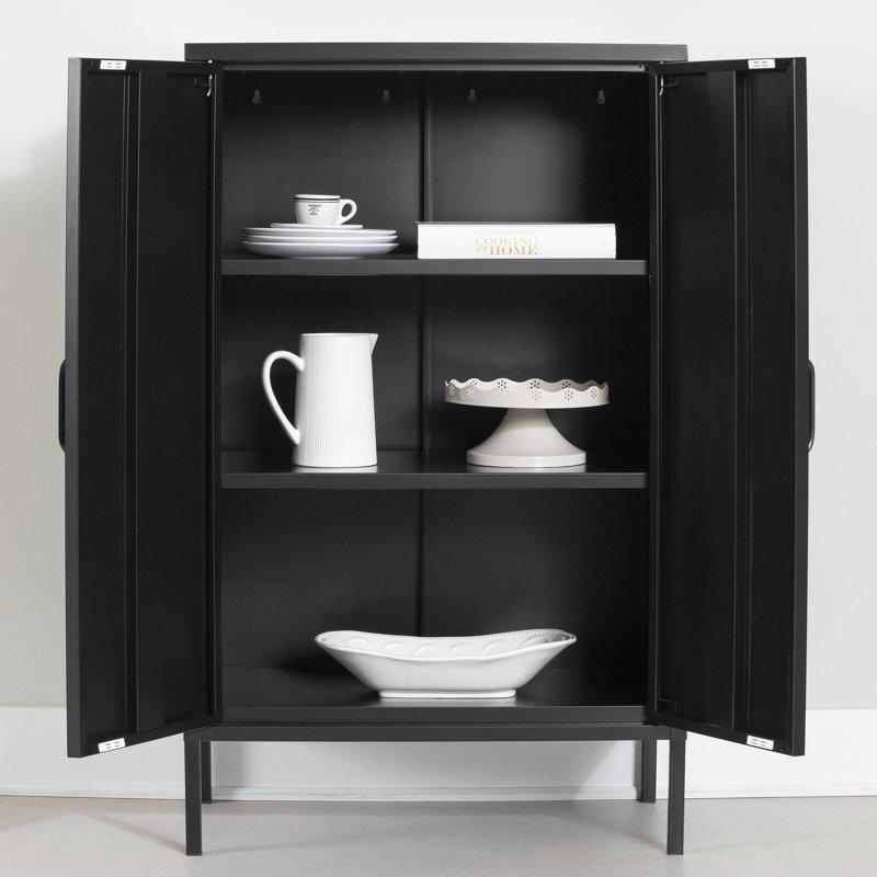 Black Metal Adjustable Shelving Kitchen Pantry Cabinet