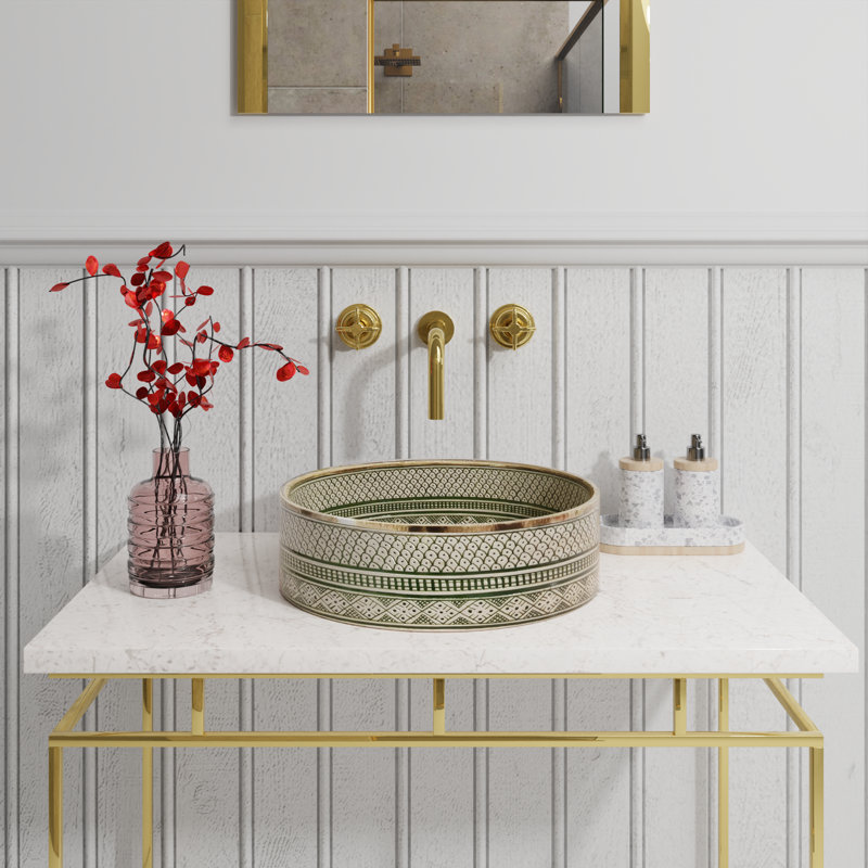 Rosalind Wheeler Dharmandra 40mm L x 40mm W Ceramic Circular Sink with Overflow
