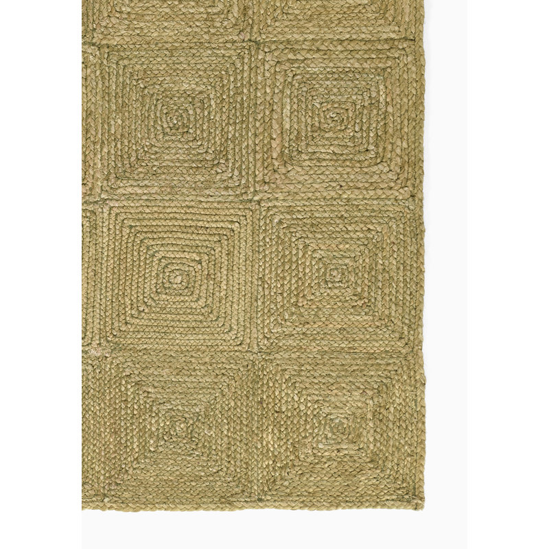 Momeni Maritime Hand Woven Jute Geometric Green Area Rug 5' X 7'6", Rectangle 5' x 7'6"