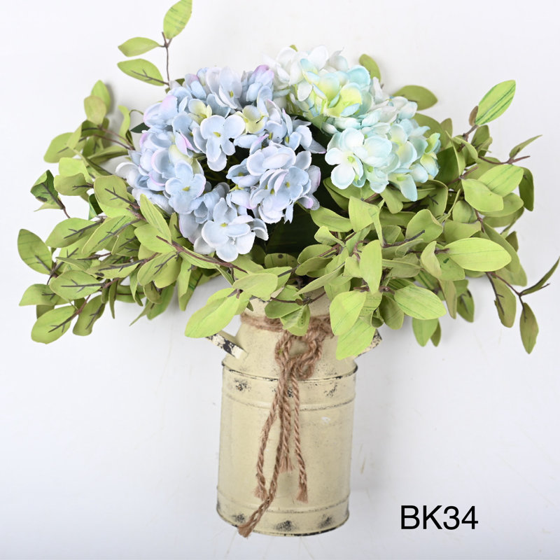 Arrangement d'hortensias en pot, Bleu / vert clair