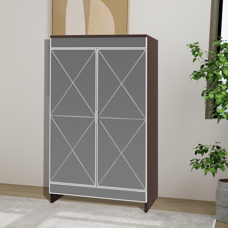 Elegant Decor Mirrored Cabinet With Silver Edging