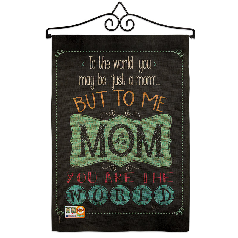 En polyester 19 po en polyester, "the world maman en toile jute summer" , de 2 côtés drapeau de jardin