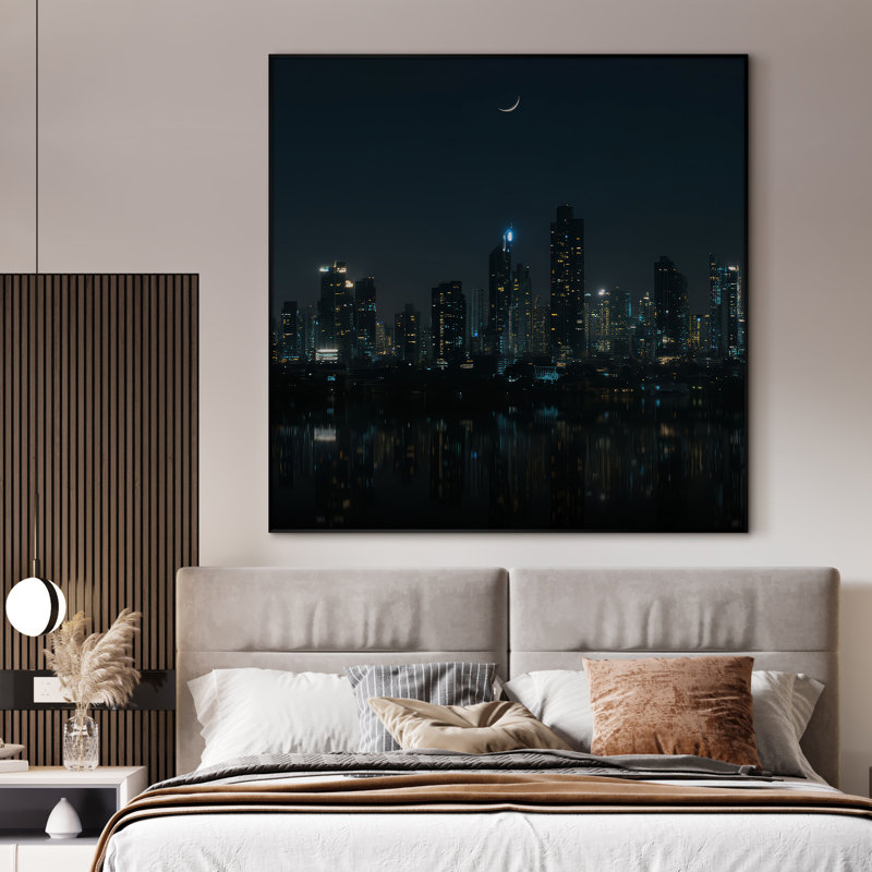 Très grande reproduction d'art sur toile - Paysage naturel, paysage urbain moderne, œuvre d'art pour le salon ou la chambre à coucher - «Assemblage requis du cadre (cadre non fini)»