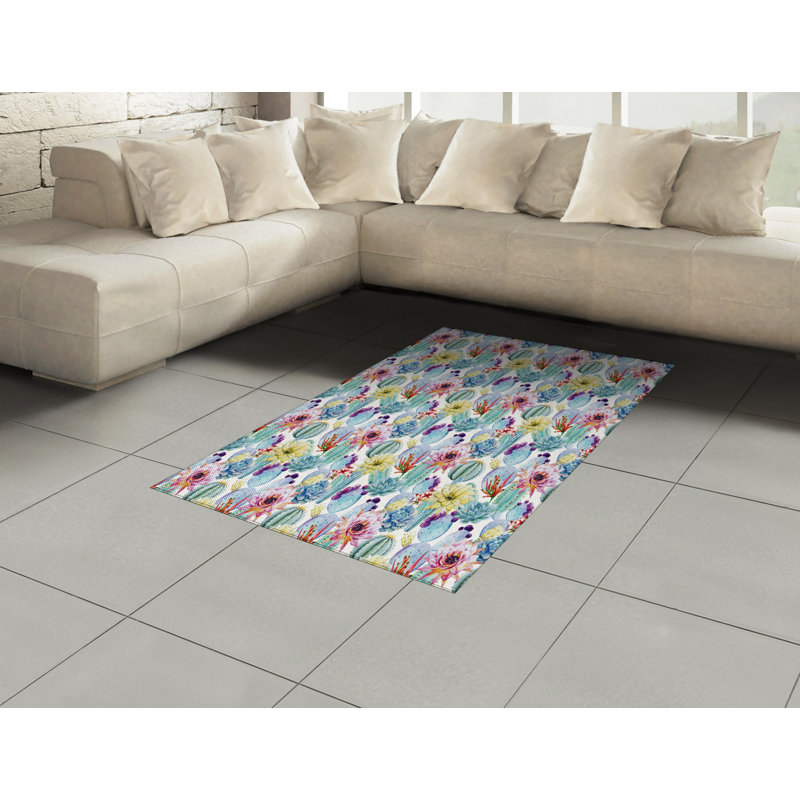 Cactus High Density Long Fiber Poly Threads Decorative Area Rug Carpet, Rectangle 4' x 5'8"