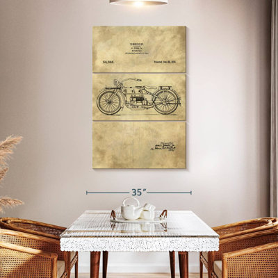 Laelle Motorcycle Blueprint Industrial Farmhouse