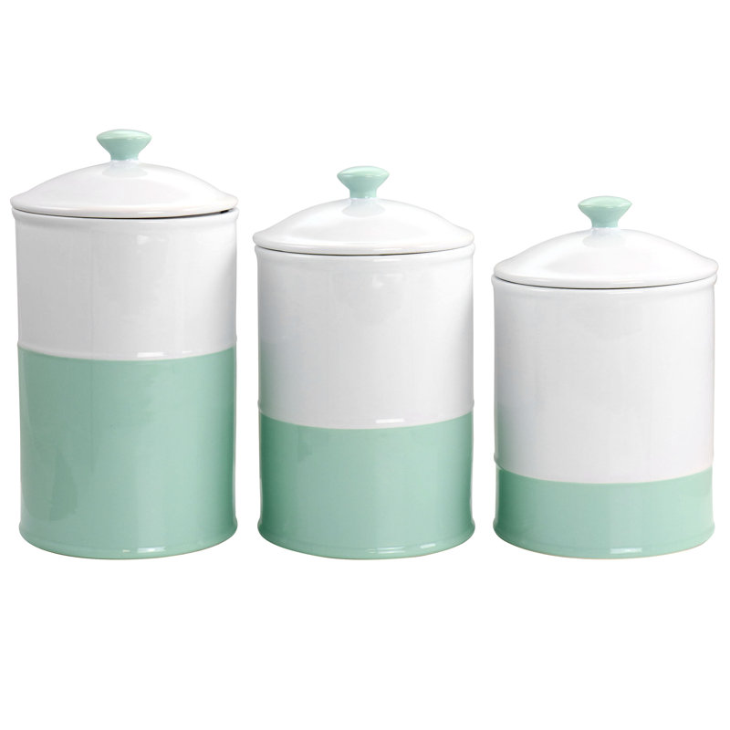 Stoneware 3 Piece Kitchen Canister Set