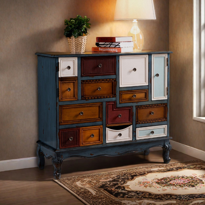 American style simple drawer accent cabinet, Dark Blue