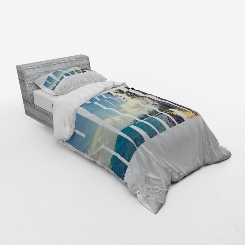 Ensemble de housse de couette en microfibre bleu / vert Ambesonne, Housse de couette simple TG + 2 articles suppléme
