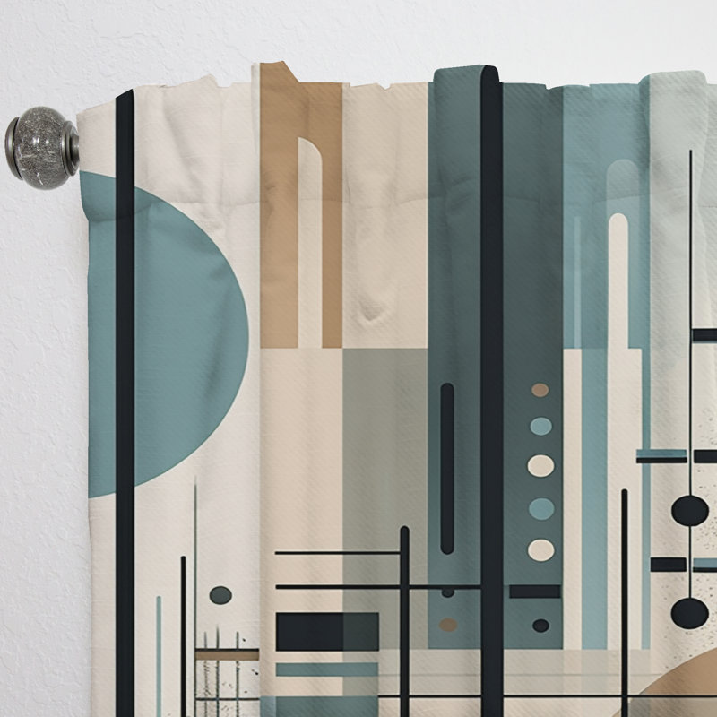 Hajra - Cream Blue Minimalism Quiet Depths III - Modern Curtain - Velvet Room Darkening - 1 panel, 52" W x 90" L