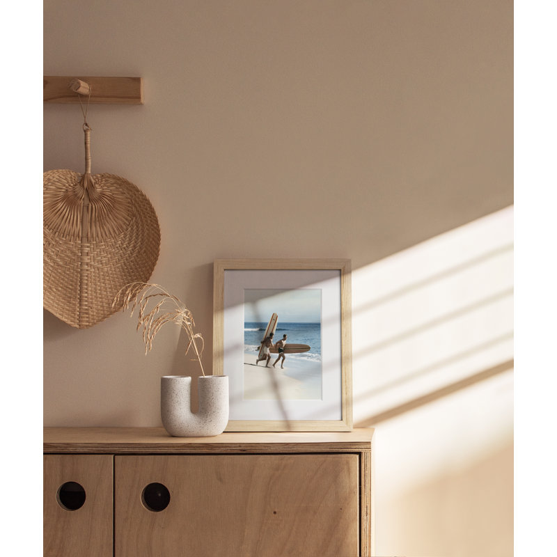 Cadre photo en bois massif avec verre, Beige, L 8 po x H 10 po