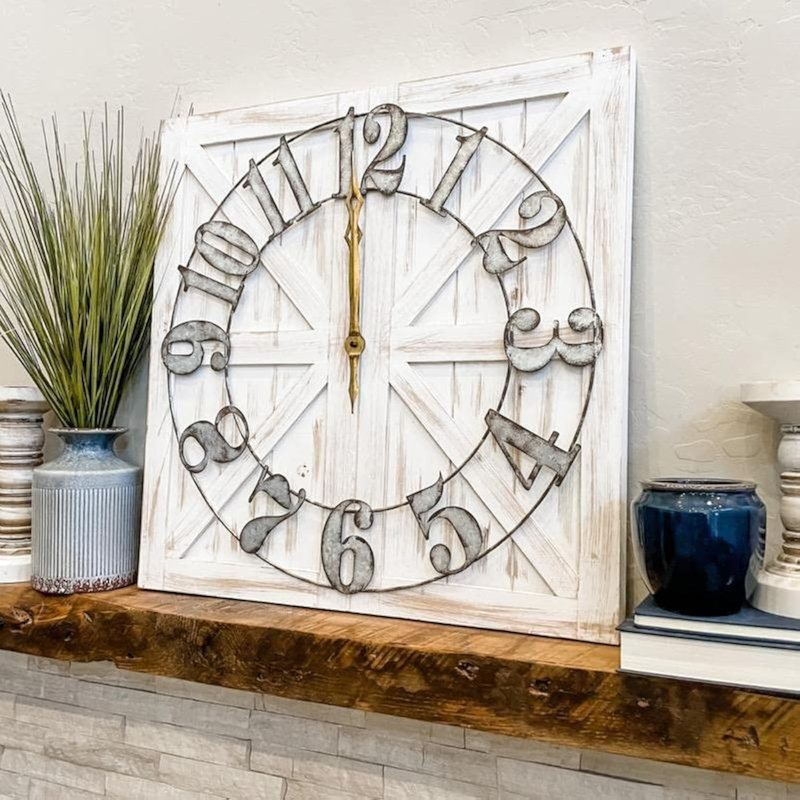 Grande horloge murale de style campagnard