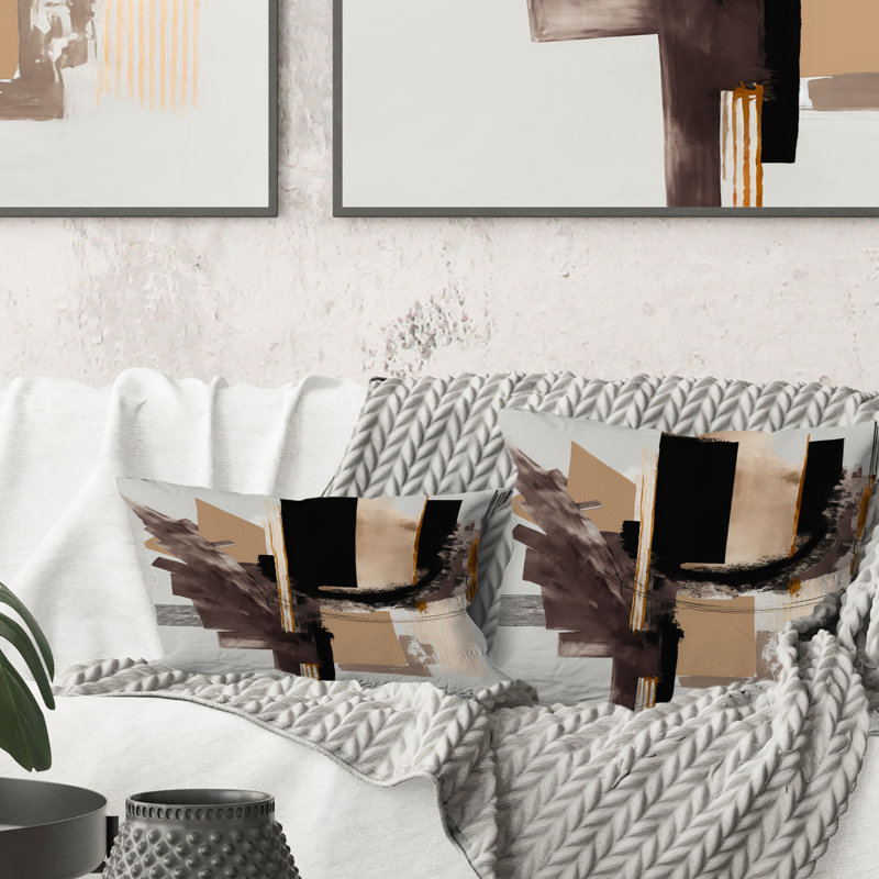 Warm Watercolor Abstract I - Coussin décoratif à imprimé abstrait
