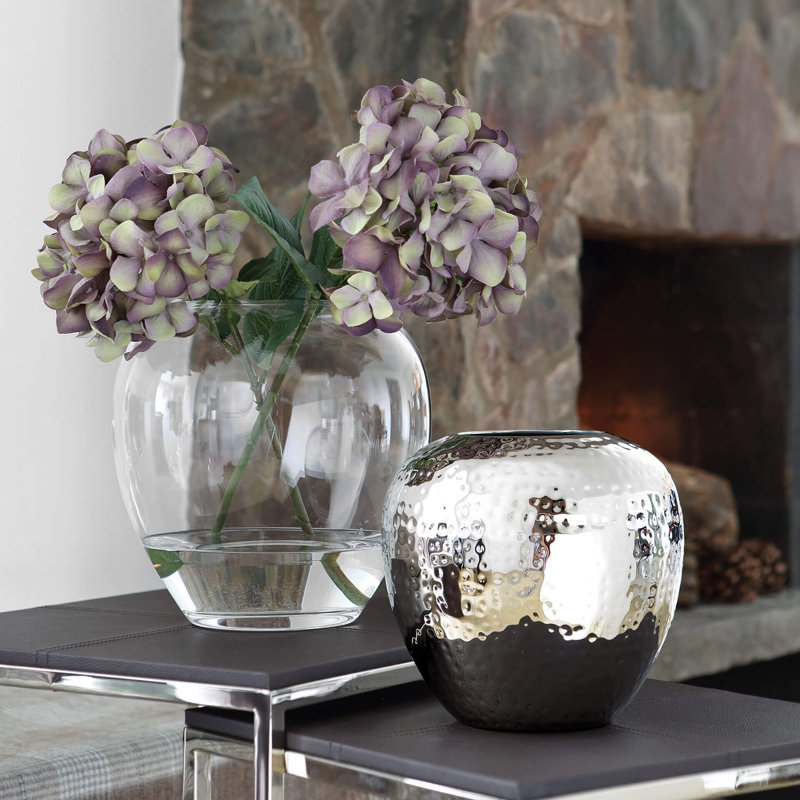 Losone Handmade Metal Table Vase, 25cm H x 25cm W x 25cm D, Hammered