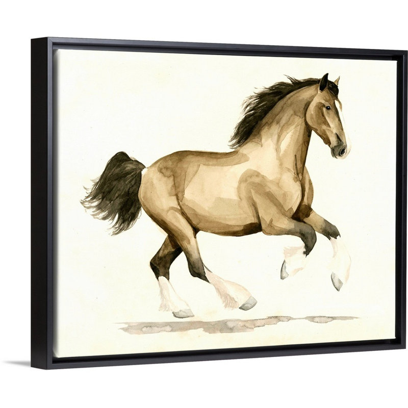 Clydesdale I, art mural sur toile, H 26 po x l 32 po x P 2 po, Toile avec cadre noir