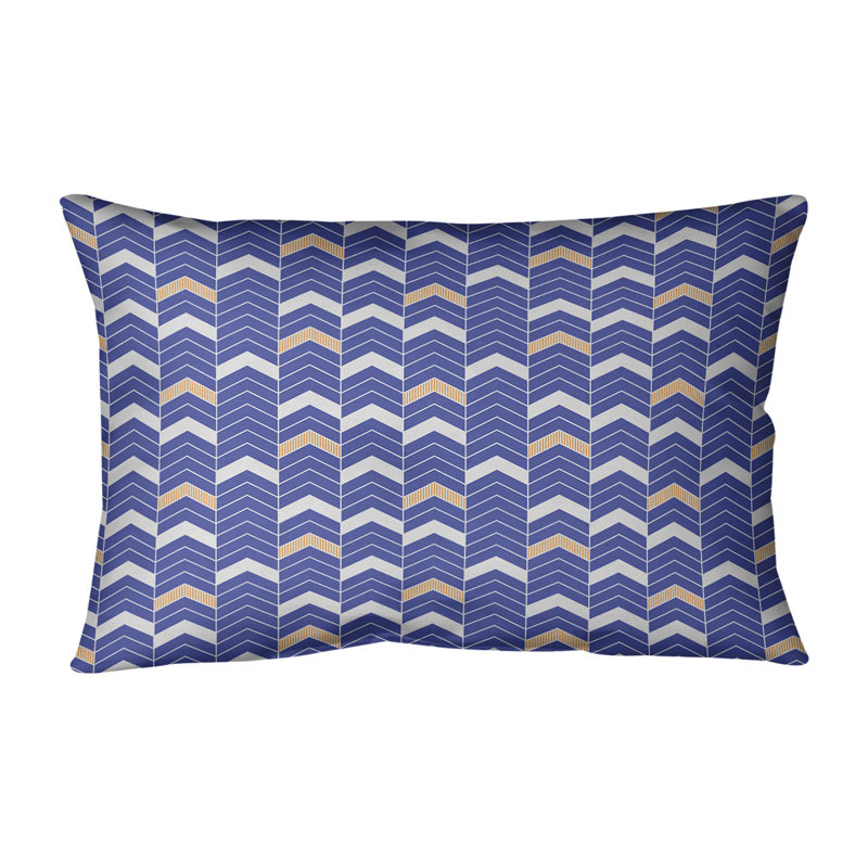 Coussin Rhonda, H 14 po x l 20 po, Bleu/orange, Pas de bourre