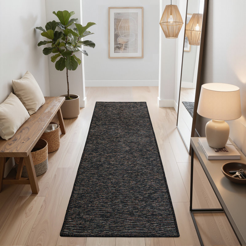  Tapis d'intérieur touffeté Abstract - antidérapant et lavable, Noir, 2 pi x 8 pi