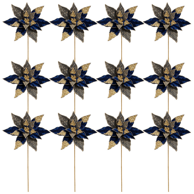 Glitter Poinsettia Spray, 20 Inches