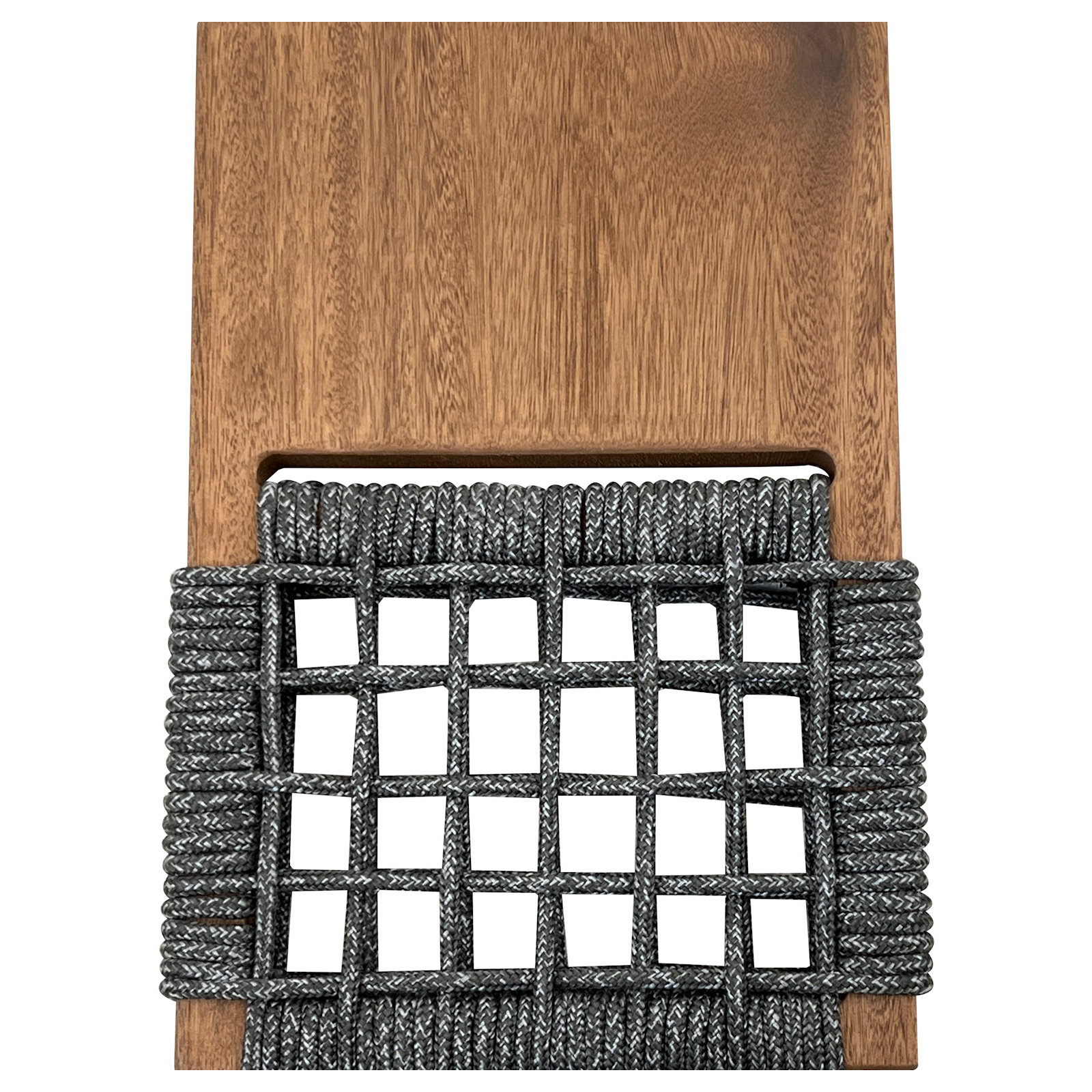 Brayson Solid Wood Rocking Chair, Umber Brown/Gray Rope