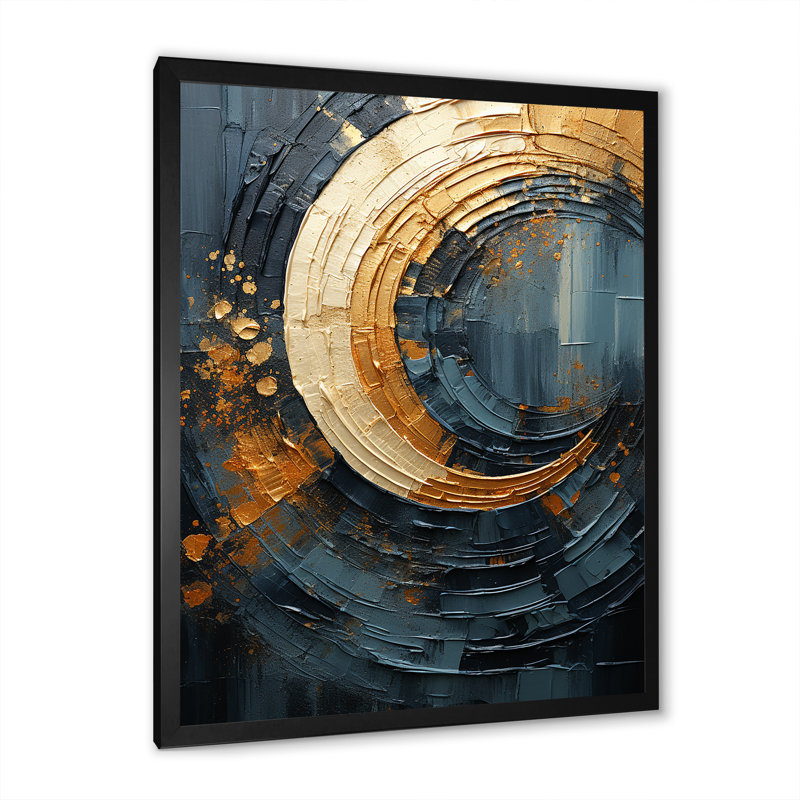 Impression sur toile Golden Twilight Spiral I - Abstract Spirals, Cadre photo noir, H 32 po x l 24 po x P 1 po