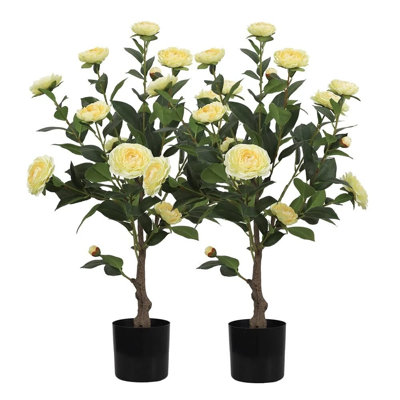 31“ Artificial Camellia Tree (set Of 2)