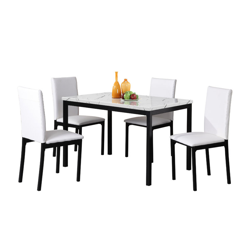 Bueschel 4 - Person Dining Set , White, White