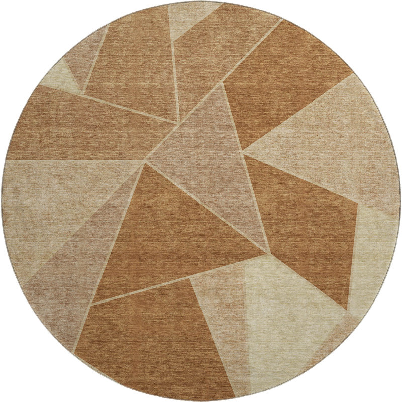 Premium Machine Washable Mayfield AMF636 Geometric Rug, Paprika, 8' Round