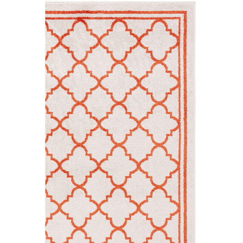 Tapis géométrique Ammundsen, Carré 7 pi, Beige/Orange