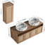 48" Bathroom Vanity With 2 Ceramic Art Sinks And Rotatable Side Cabinet, 4 Soft Close Doors, Float Mounting, Plywood Material, Modern Minimalist Style, Imitative Oak Color Sinks, Rotating Mounting-129957051
