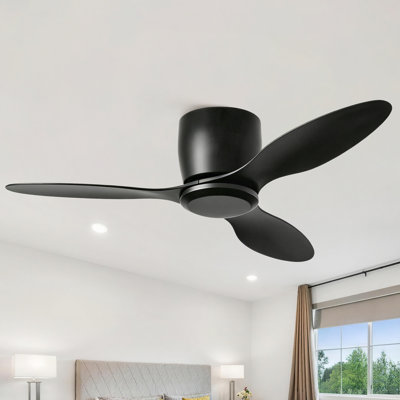 42 In. 3-Blade Indoor Flush Mount Ceiling Fan With Remote Control, Reversible Dc Motor, 6 Speeds