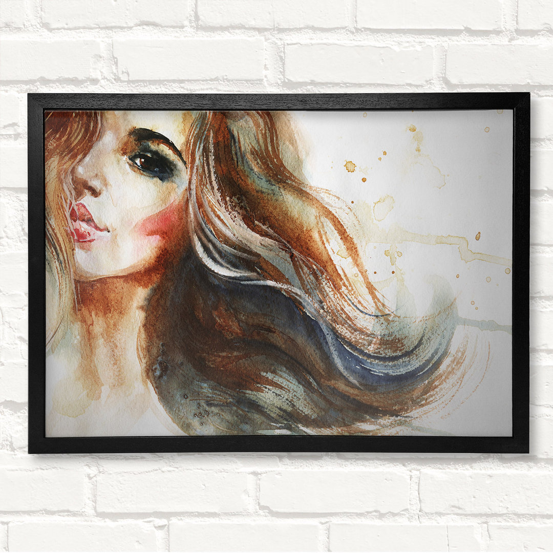 Woman Of Watercolour Beauty - Geschlossener Eckrahmen Kunstdrucke auf Holz