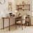 Light walnut L-Shaped Solid Wood desks-107408478