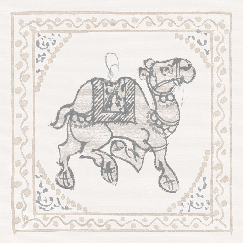 Winter Caravan Camel par Wild Apple Portfolio - impression sur toile tendue, H 30 po x l 30 po, Toile avec cadre flottant or