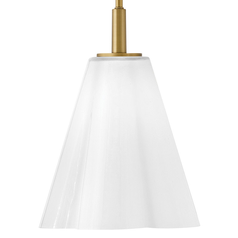 Honey Small Flower Shade Pendant Light with Cased Opal Glass, Gold