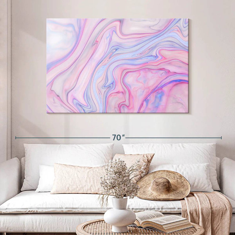 Marbre rose abstrait Avery, H 32 po x l 48 po
