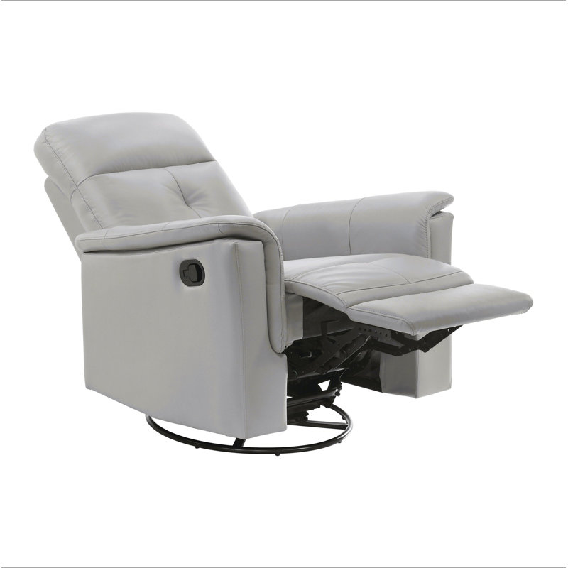 Fauteuil inclinable et pivotant en cuir argent, Argent