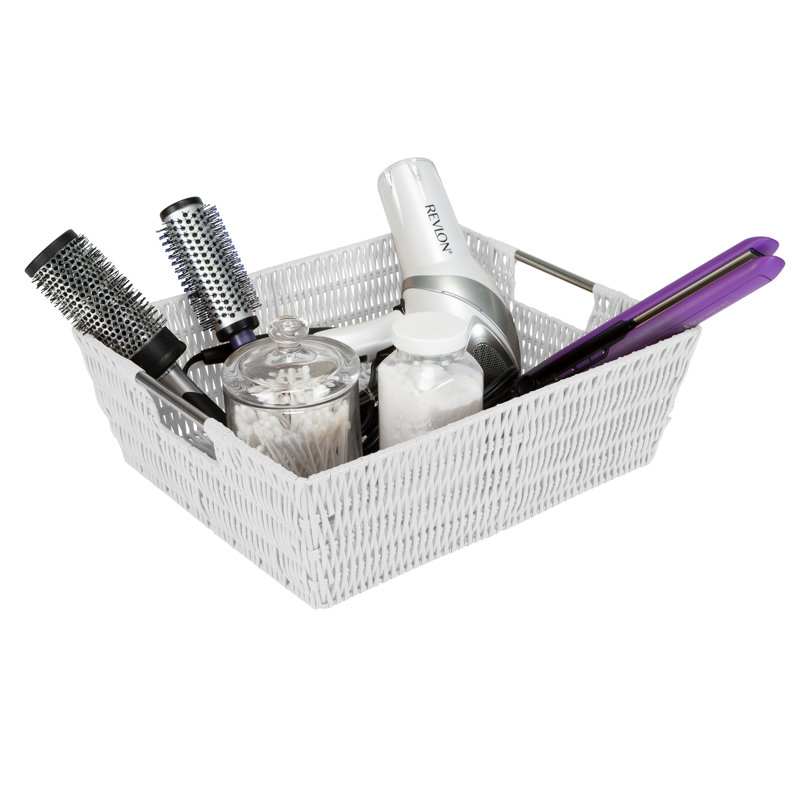 Simplify Plastic Box, White, 5" H x 13" W x 15" D