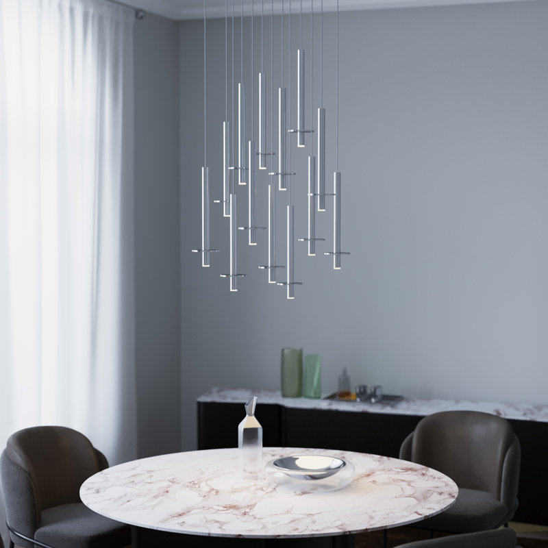 Luminaire suspendu géométrique Zakaryan, Nickel, 13 lumières