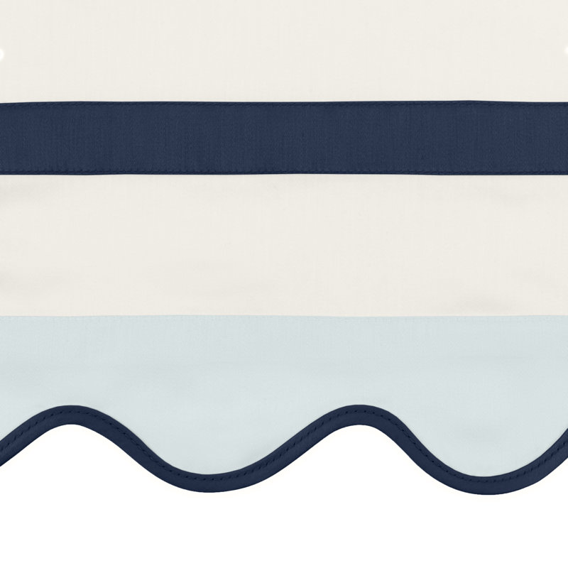 Portofino 100% Cotton Sham, Euro, Ivory/Sion Blue/Navy Blue